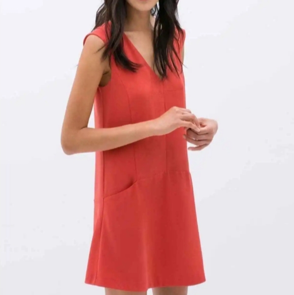 Zara Dresses & Skirts - ZARA mini tangerine drop waist shift dress with pockets